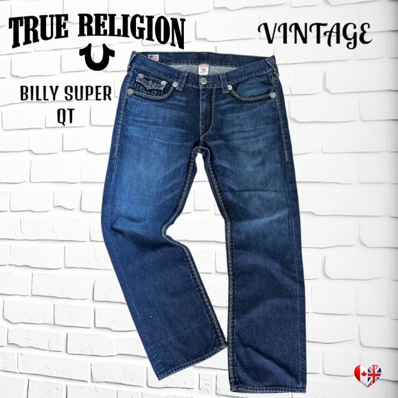 👖 Vintage Men's True Religion Billy Super QT Jeans - Size 38 - Rare Find! 👖 - Picture 1 of 13